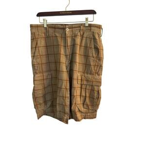 Tommy Bahama Shorts Men's 34 Brown Plaid  Relaxed‎ Bermuda Cargo